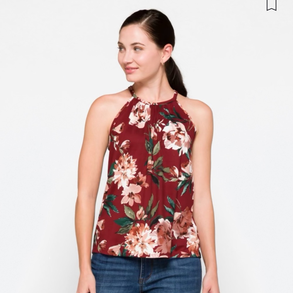 Size L burgundy Halterknit top